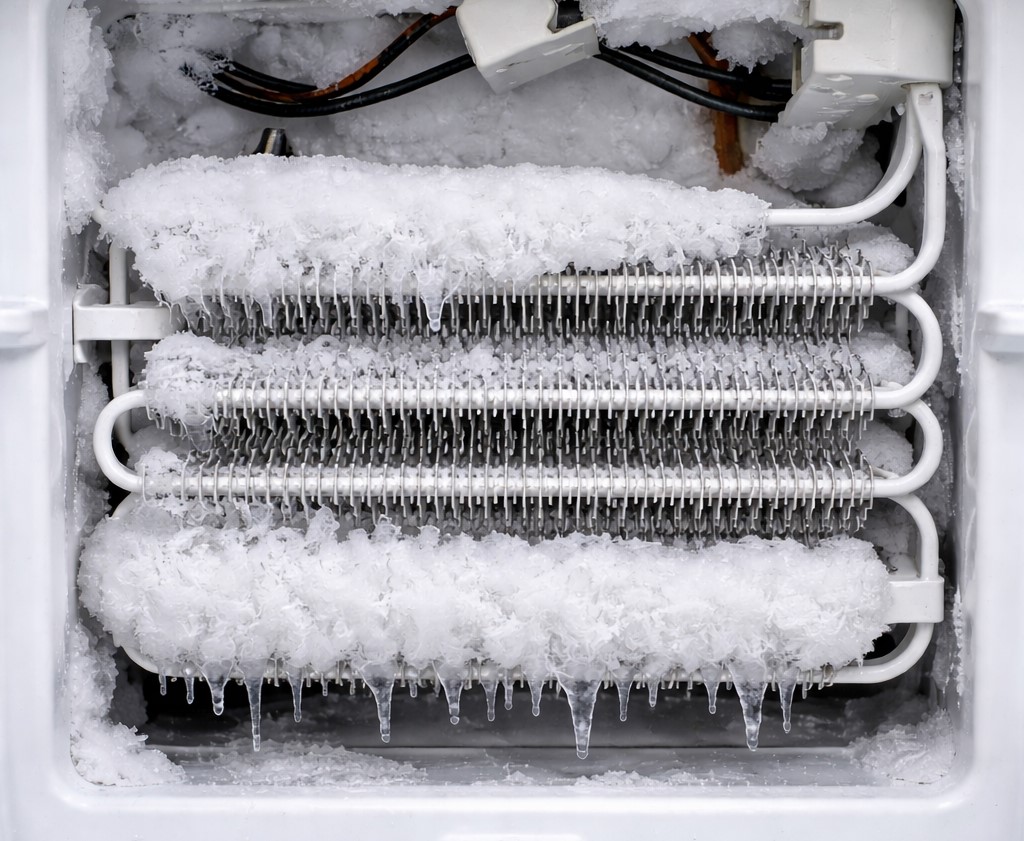 Εξατμιστής ψυγείου No Frost με πάγο στο στοιχείο λόγω προβλήματος απόψυξης